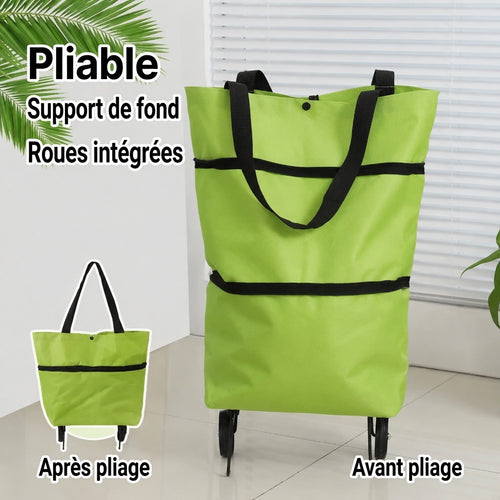 Sac de courses à roulettes pliable et portable
