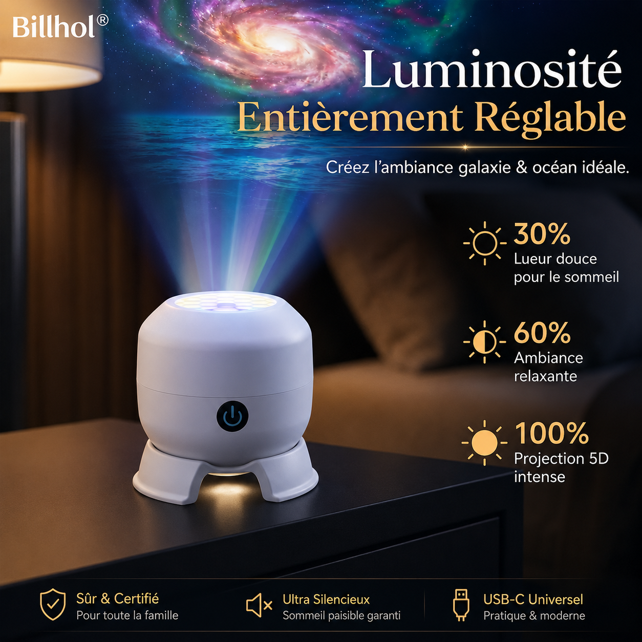 🔥 Dernier jour : -70 % sur Billhol® — Le projecteur veilleuse 5D qui transforme votre chambre en ciel étoilé et océan immersif 🌠