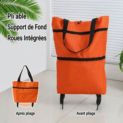 Sac de courses à roulettes pliable et portable