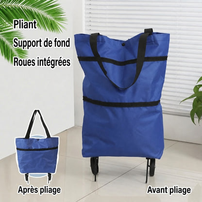 Sac de courses à roulettes pliable et portable