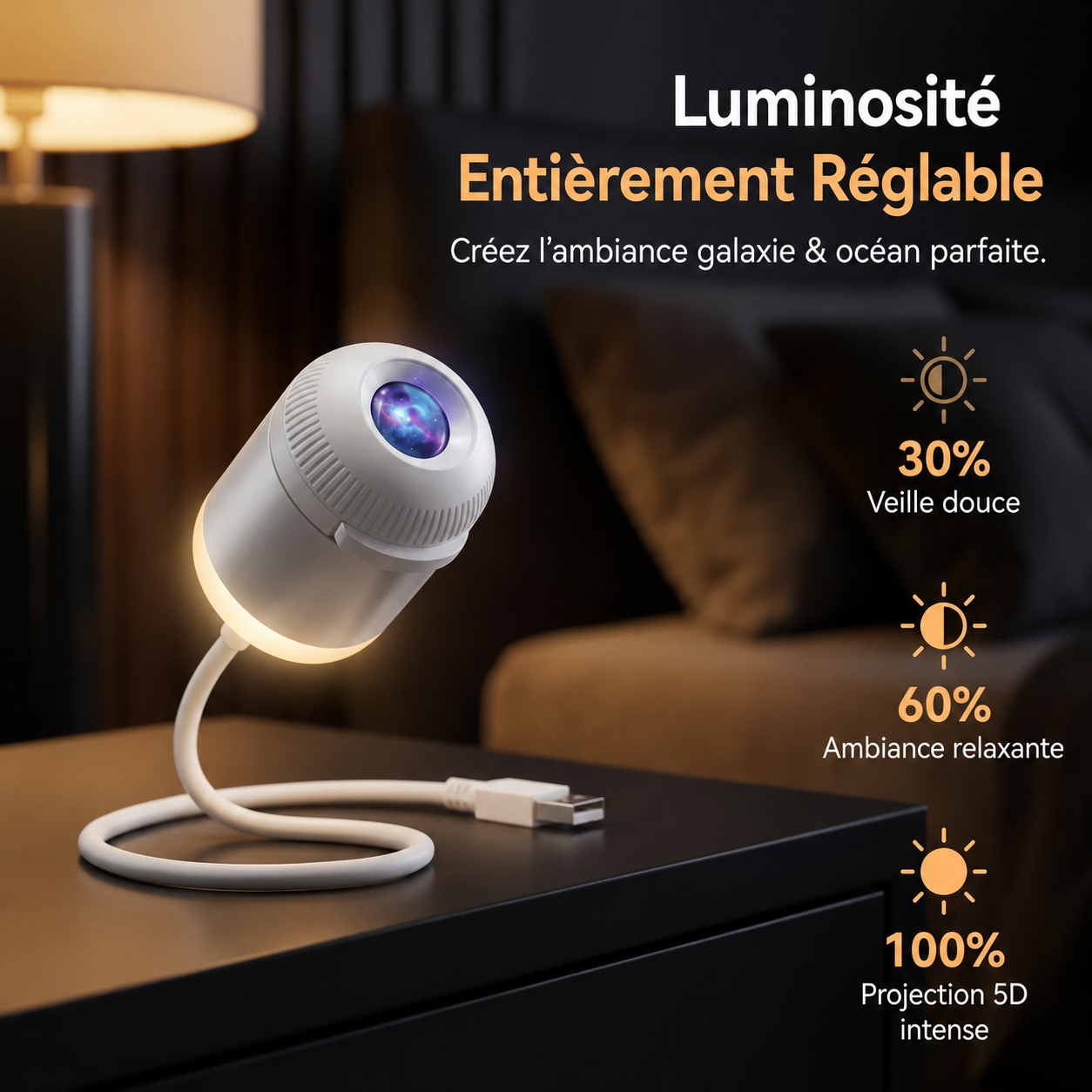 Topacme® Night Light Projector - Smart Holographic Star Projector