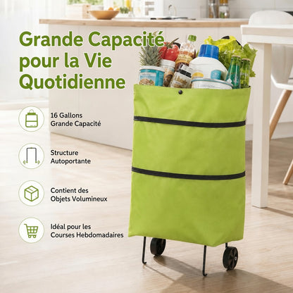 Sac de courses à roulettes pliable et portable