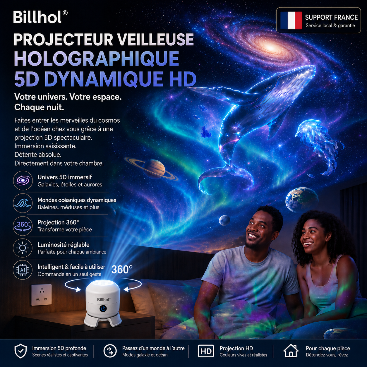 🔥 Dernier jour : -70 % sur Billhol® — Le projecteur veilleuse 5D qui transforme votre chambre en ciel étoilé et océan immersif 🌠