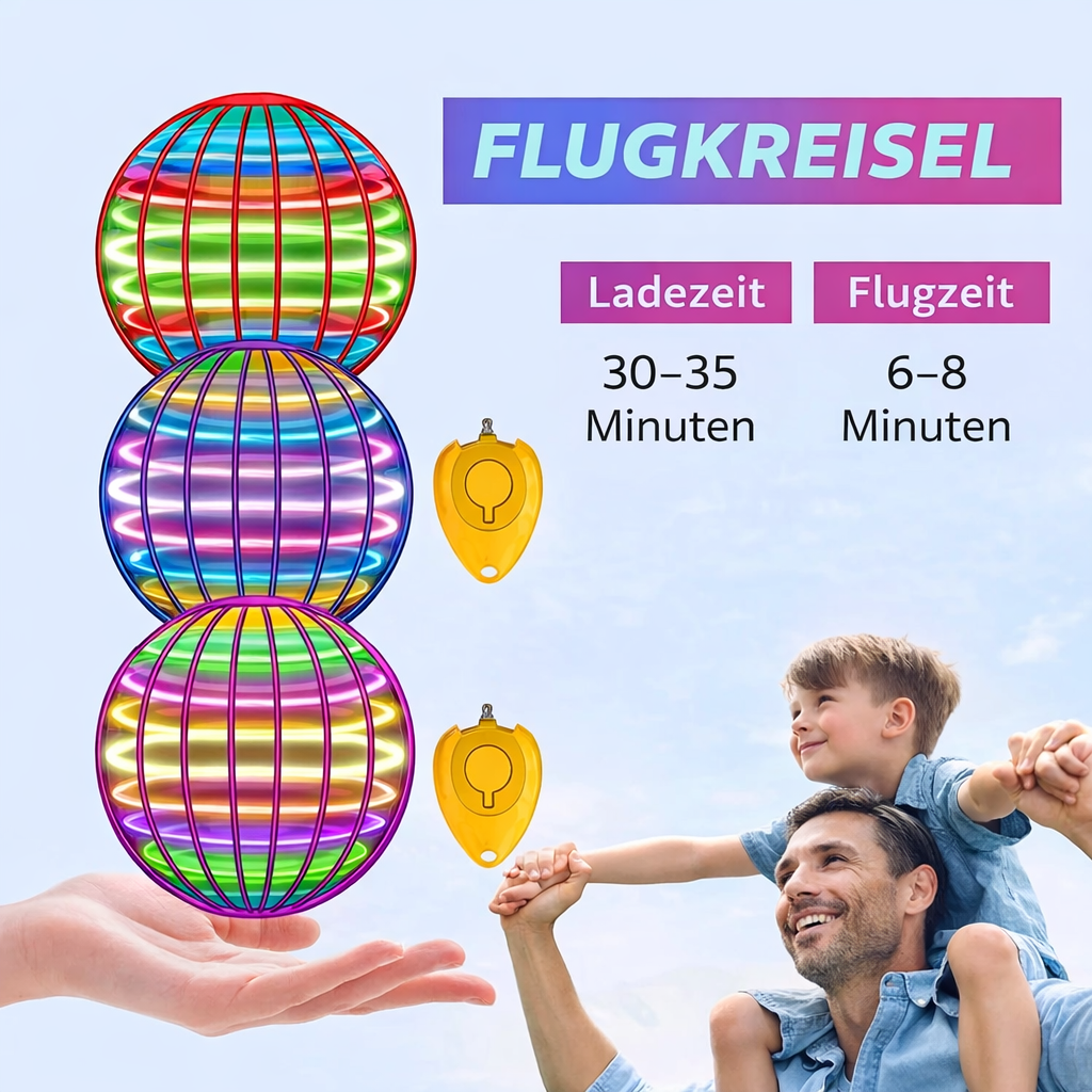 🌍 Fliegender Boomerang-UFO-Spinner – 360° LED-Schwebeball mit Handsteuerung