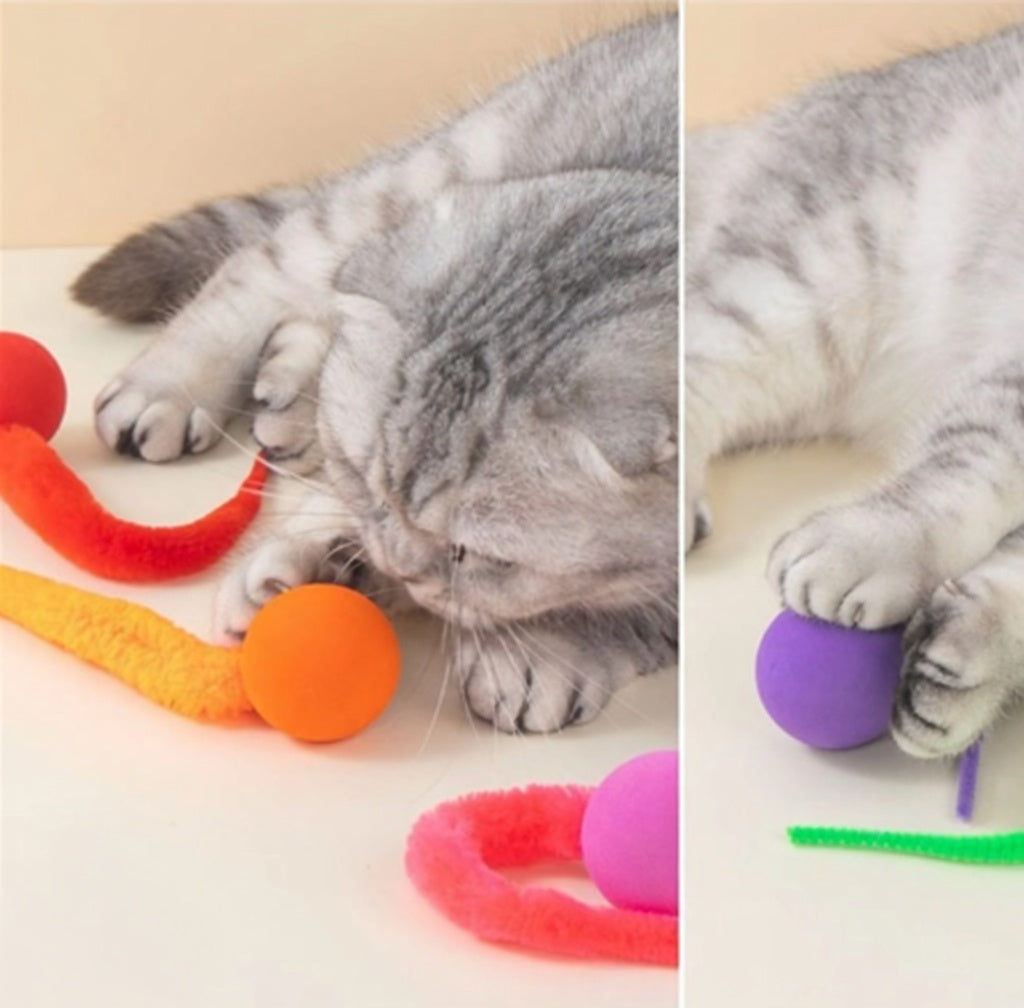 Creawes® 🐱 Flauschige, wackelige Hüpfbälle – Das ultimative interaktive Katzenspielzeug 🕊️