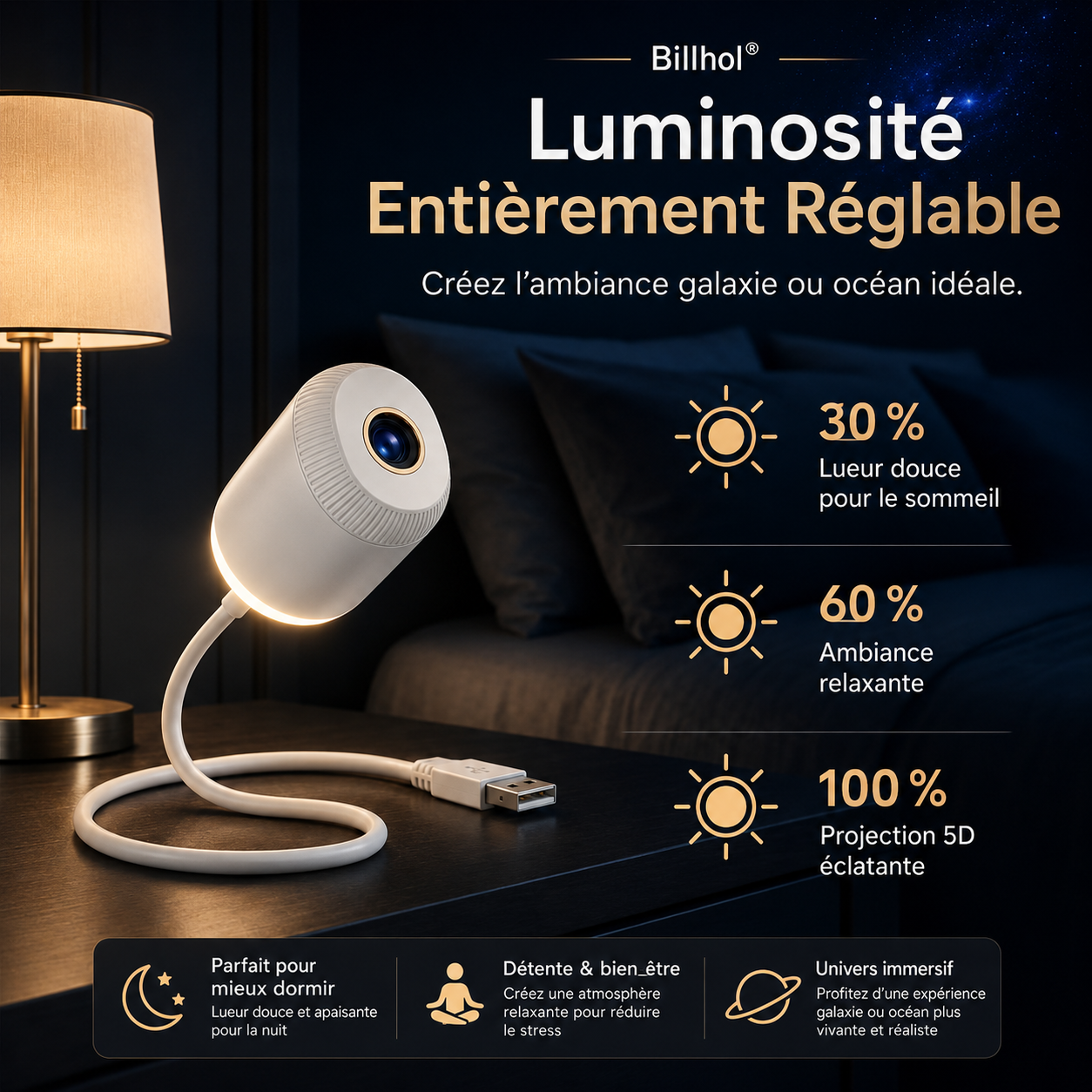Billhol® Projecteur veilleuse intelligent – Ciel étoilé holographique 🔴